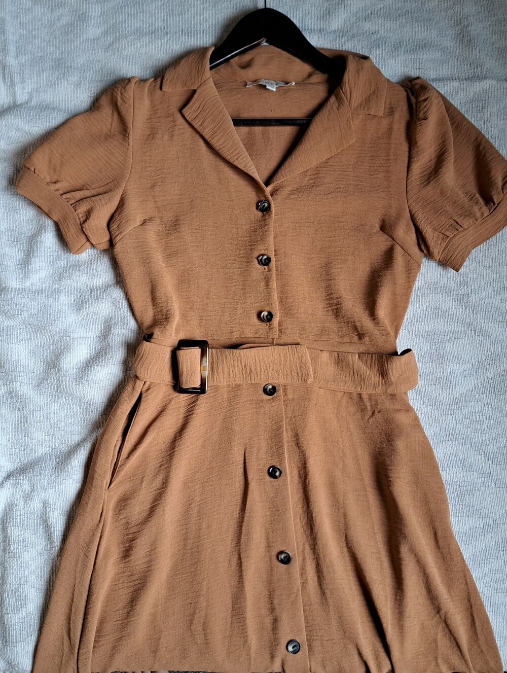 Monteau Button-Front Shirt Dress in Rust - Picture 5 of 6